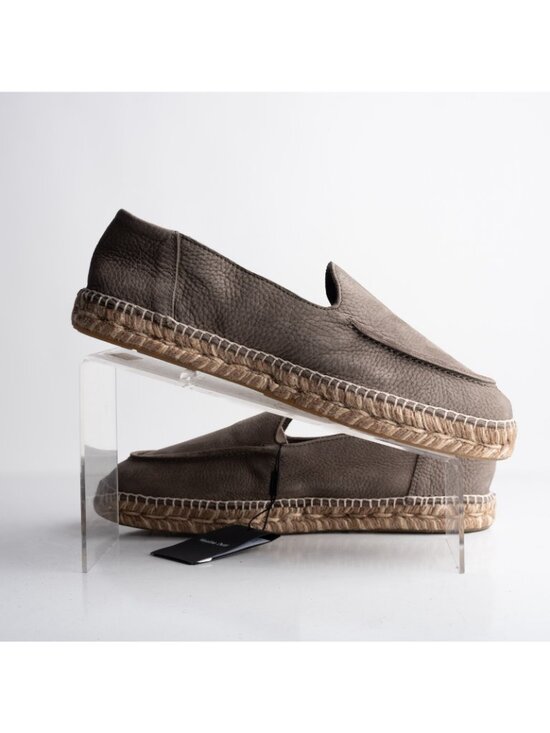 Massimo Dutti Mens Leather Espadrille Loafer Shoes flats Gray Sz US 9 EU 42 NWT main image 7